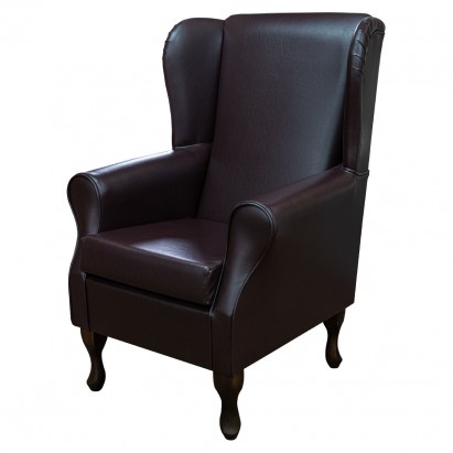 faux brown leather armchair