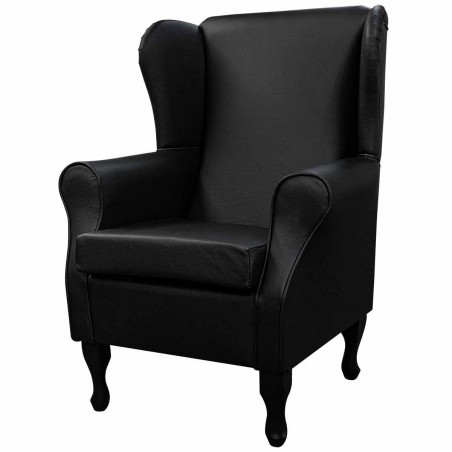 black leather wingback chair