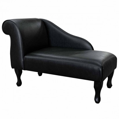 41" Mini Chaise Longue in a Black Faux Leather Fabric