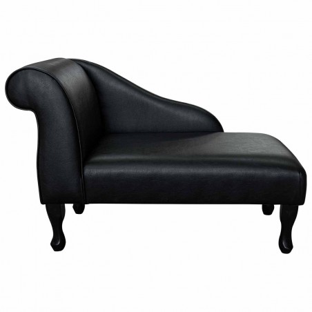 41" Mini Chaise Longue in a Black Faux Leather Fabric