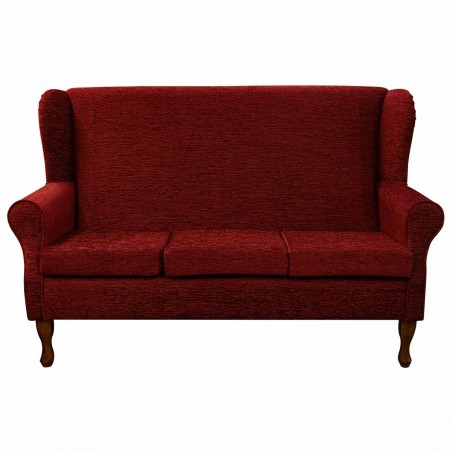 3 Seater Wingback Sofa in a Camden Stria Wine Fabric