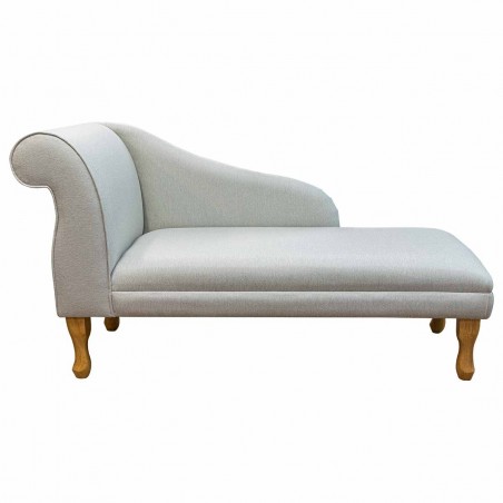 52" Medium Modern Chaise Longue in a Dundee Herringbone Linen Fabric