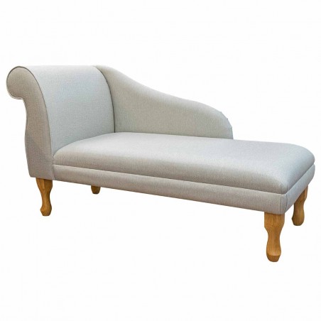 52" Medium Modern Chaise Longue in a Dundee Herringbone Linen Fabric