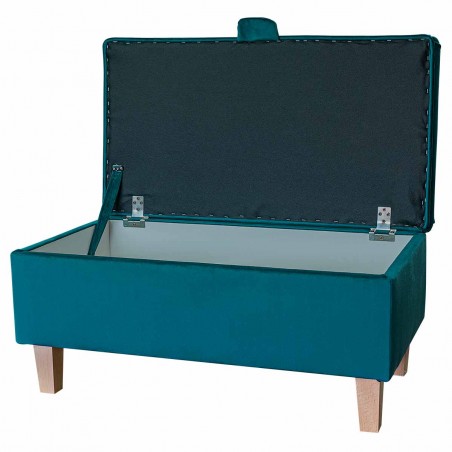 Storage Footstool, Ottoman, Pouffe in a Monaco Teal Supersoft Velvet Fabric