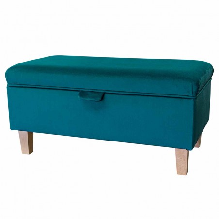 Storage Footstool, Ottoman, Pouffe in a Monaco Teal Supersoft Velvet Fabric