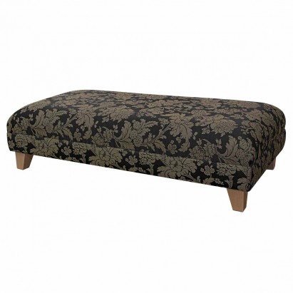 LUXE Large Bench Footstool in a Damask Floral Noir...