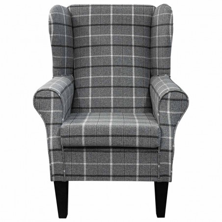 Standard Wingback Fireside Westoe Chair in a Sophie Tartan Zinc Fabric