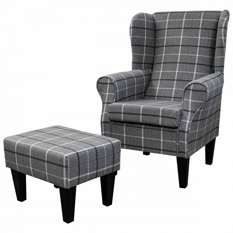grey tartan chair and stool grey tartan chair and stool
