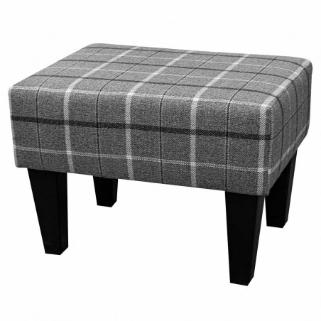 Small Footstool in a Sophie Tartan Zinc Fabric