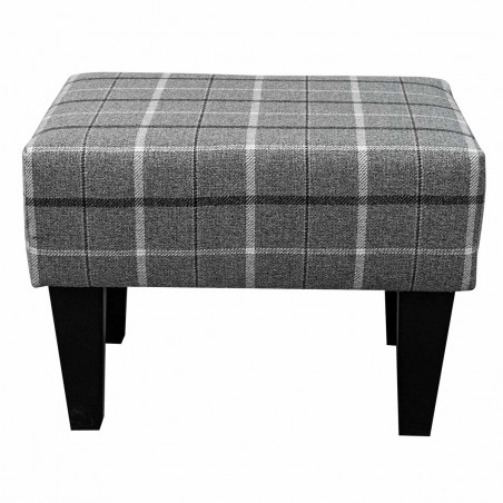 Small Footstool in a Sophie Tartan Zinc Fabric