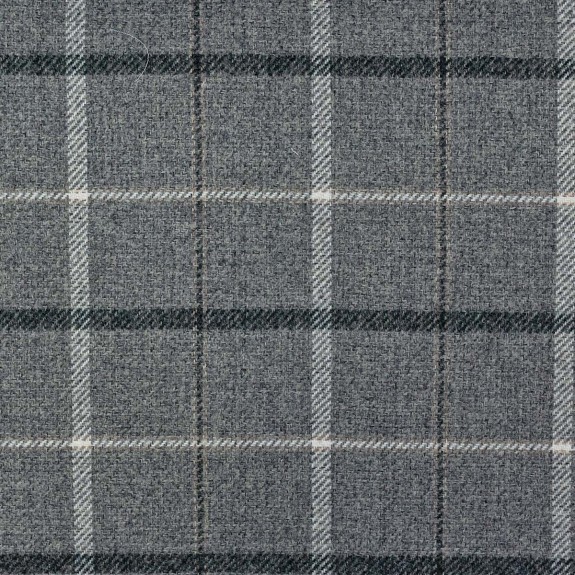 Small Footstool in a Sophie Tartan Zinc Fabric