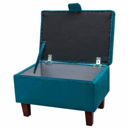 Storage Footstool, Ottoman, Pouffe in a Monaco Teal Supersoft Velvet Fabric