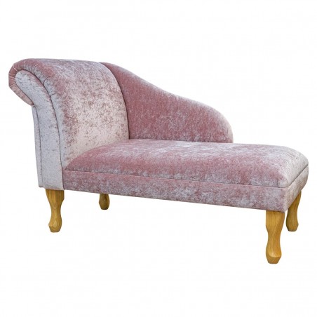 45" Medium Chaise Longue in a Pastiche Crush Blush Pink Fabric