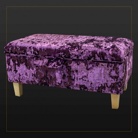 LUXE Storage Footstool, Ottoman, Pouffe in a Lustro Metallic Amethyst Fabric