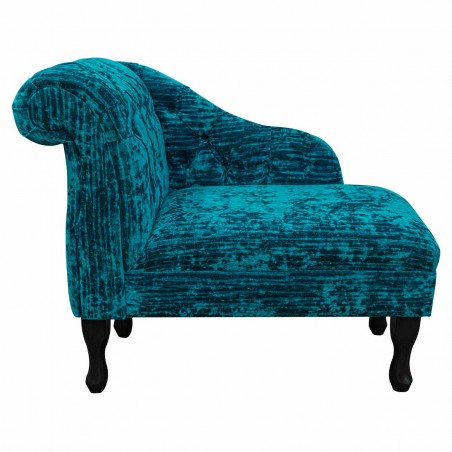 36" Compact Buttoned Chaise Longue in a Jazz Teal Fabric