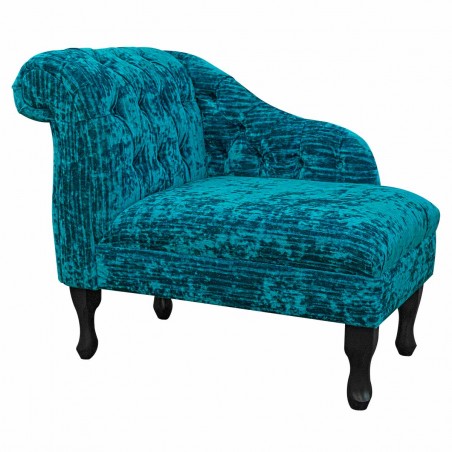 36" Compact Buttoned Chaise Longue in a Jazz Teal Fabric