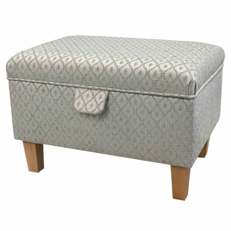 Storage Footstool, Ottoman, Pouffe in a Woburn Trellis Green Fabric