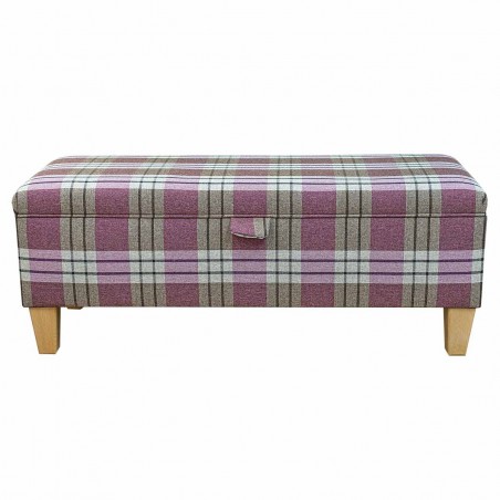 Storage Bench Stool in a Kintyre Heather Tartan Fabric