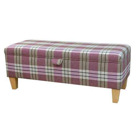 Storage Bench Stool in a Kintyre Heather Tartan Fabric