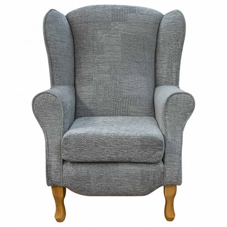 Duchess Wingback Armchair in a Cromwell Patchwork Grey Fabric