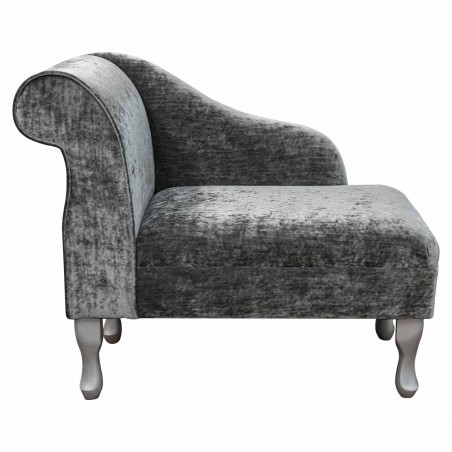 36" Compact Chaise Longue in a Pastiche Slub Spruce Grey Fabric