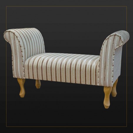 LUXE 41" Standard Window Seat Settle in Eleganza Candy Stripe Honey & Cream Chenille Fabric