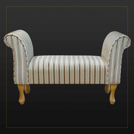 LUXE 41" Standard Window Seat Settle in Eleganza Candy Stripe Honey & Cream Chenille Fabric