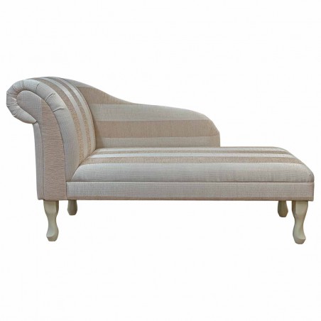 52" Medium Classic Style Chaise Longue in a Woburn Beige Stripe Fabric