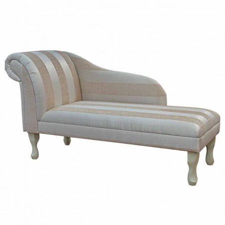 52" Medium Classic Style Chaise Longue in a Woburn Beige Stripe Fabric