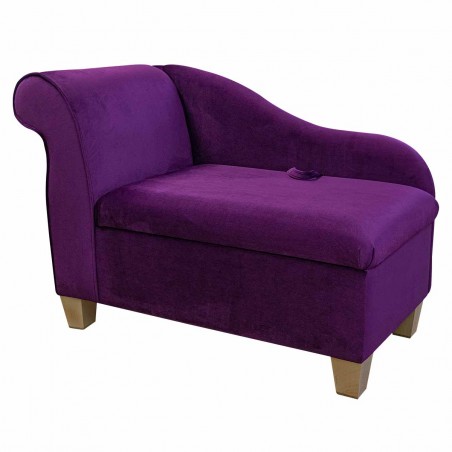 41" Storage Chaise Longue in a Monaco Amethyst Supersoft Velvet Fabric