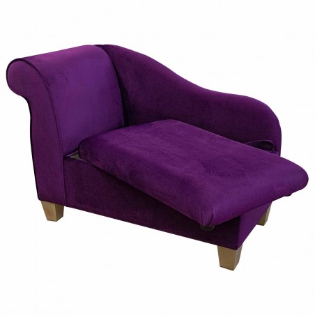 41" Storage Chaise Longue in a Monaco Amethyst Supersoft Velvet Fabric