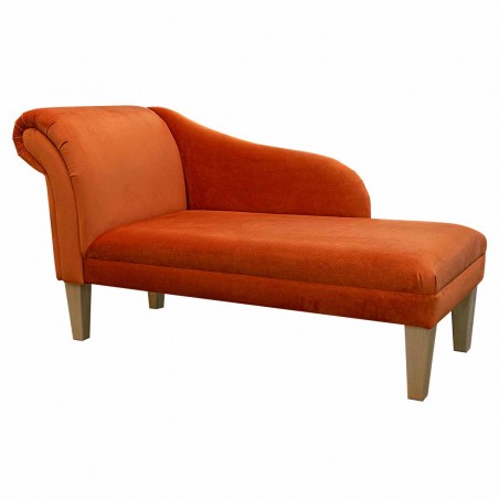 52" Medium Chaise Longue in a Monaco Pumpkin Supersoft Velvet Fabric