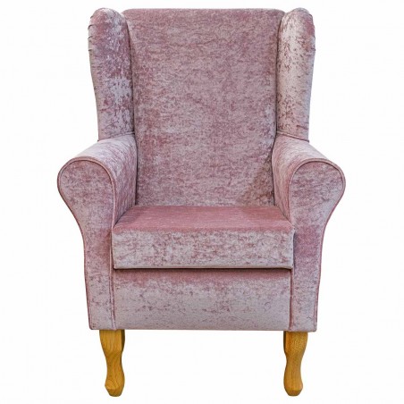 Standard Wingback Fireside Westoe Chair in a Pastiche Crush Blush Pink Fabric