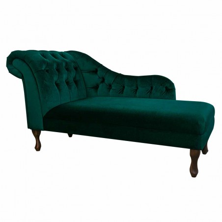 60" Large Deep Buttoned Chaise Longue in a Malta Jasper Deluxe Velvet Fabric