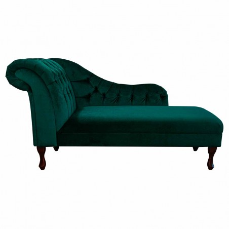 60" Large Deep Buttoned Chaise Longue in a Malta Jasper Deluxe Velvet Fabric