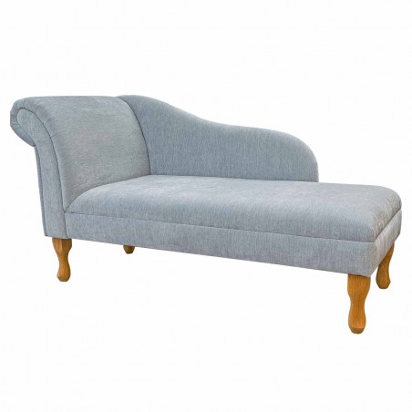 56" Medium Chaise Longue in a Manhattan Ice Marl Velvet Fabric