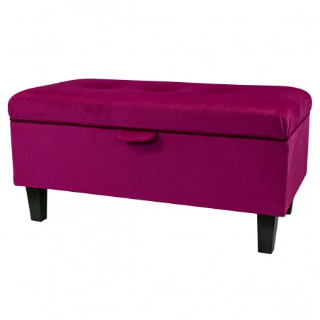 Buttoned Storage Footstool, Ottoman, Pouffe in a Monaco Boysenberry Supersoft Velvet Fabric