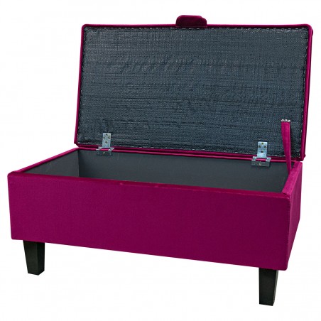 Buttoned Storage Footstool, Ottoman, Pouffe in a Monaco Boysenberry Supersoft Velvet Fabric