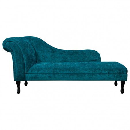 70" Large Chaise Longue in a Carlton Teal Chenille Fabric