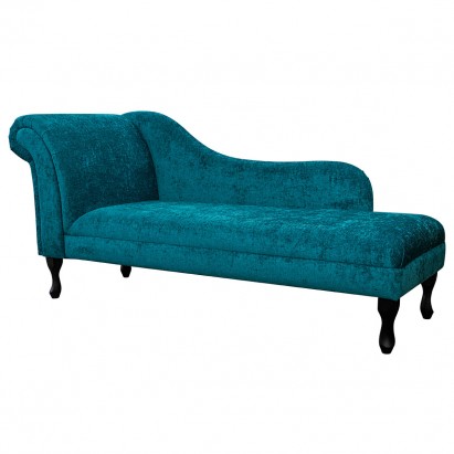 70" Large Chaise Longue in a Presto Teal Chenille...