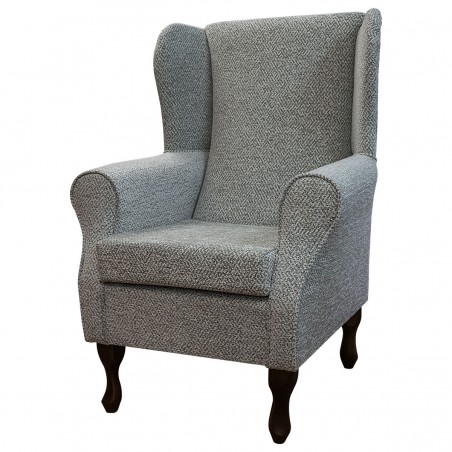 Standard Wingback Fireside Westoe Chair in a Maida Vale Chunky Grey Fabric