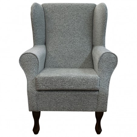 Standard Wingback Fireside Westoe Chair in a Maida Vale Chunky Grey Fabric