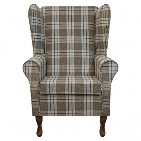 Large High Back Chair in a Kintyre Chestnut Tartan Fabric