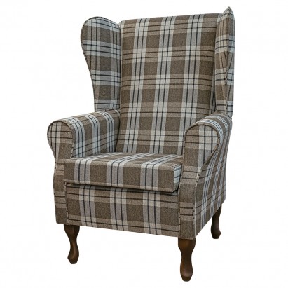 Large High Back Chair in a Kintyre Chestnut Tartan Fabric