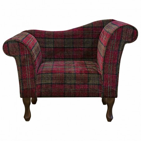 LUXE Designer Chaise Chair in a Lana Red Tartan Fabric