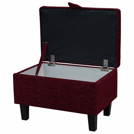 Storage Footstool, Ottoman, Pouffe in a Portobello Boucle Claret Fabric