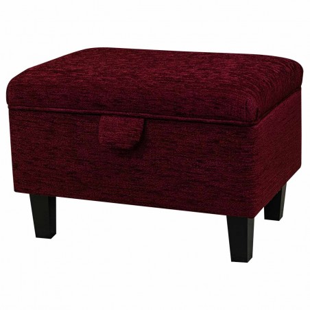 Storage Footstool, Ottoman, Pouffe in a Portobello Boucle Claret Fabric