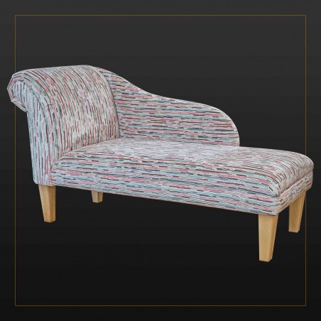 LUXE 52" Medium Chaise Longue in an Extravaganza Stripe Burst Rose Fabric