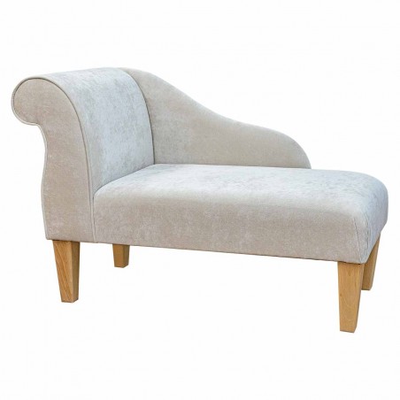 41" Mini Chaise Longue in a Dolce Mist Strie Velvet Fabric