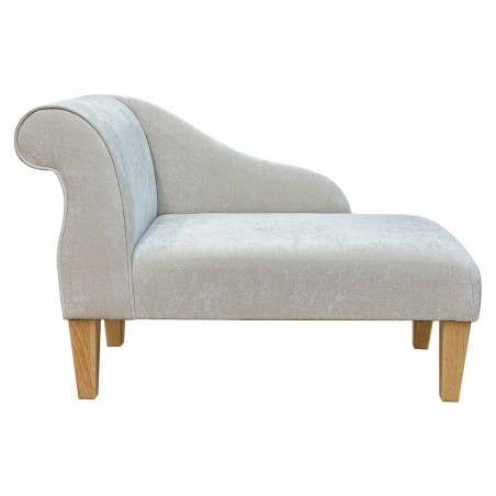 41" Mini Chaise Longue in a Dolce Mist Strie Velvet Fabric